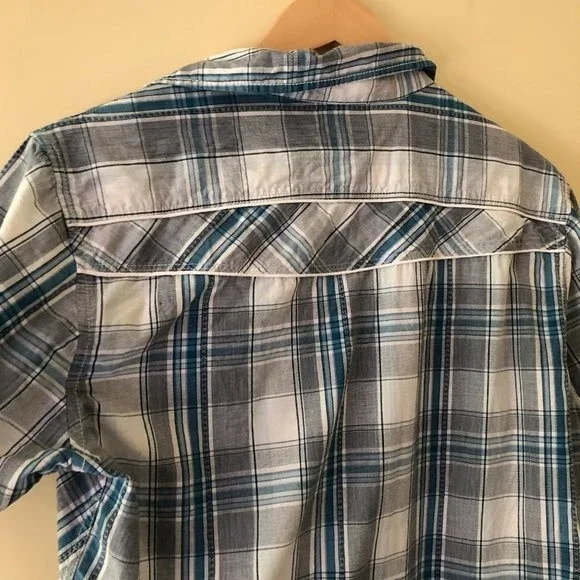 Helix Western Shirt Plaid Blue Gray Size M - Picture 4 of 7